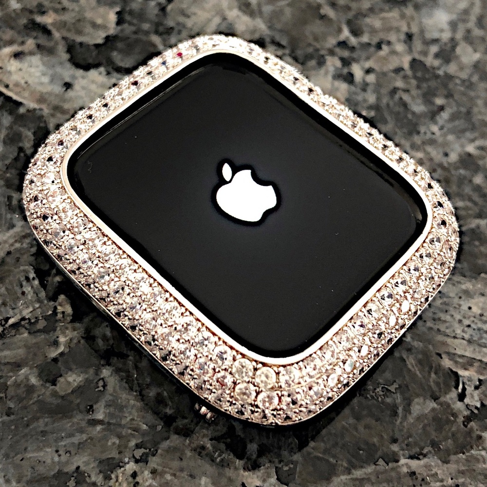 Apple Watch case cover white gold and lab diamonds various sizes